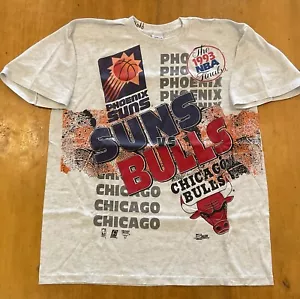 T-shirt vintage 1993 Chicago Bulls Suns NBA Finals XL Michael Jordan Barkley grigia - Foto 1 di 4