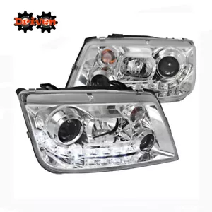 For 99-05 Volkswagen Jetta MK4 Bora Projector R8 LED DRL Headlights Chrome - Picture 1 of 4