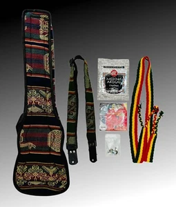 Custodia Charango Boliviana Lana Aguayo Standard 2 Corde Charango 2 Cinghie + Kit Cinghie - Foto 1 di 16