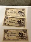 Wwii Oceania 1/2 Shilling Issued Japanese Government Money Notes - Set Of 3