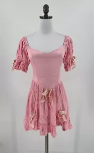 Fashion Brand Company Mulberry Pink Satin Silk Bow Ruffle Pageant Dress Sz XS - Picture 1 of 6