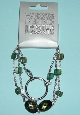 Gafas Foster Grant Circle soporte plateado cuentas de iridiscencia verde 53 Foto 1 de 3