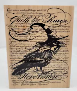 Timbroso Corvo Strega Legno Timbro Gomma Halloween R152 Scritta Sfondo - Foto 1 di 8