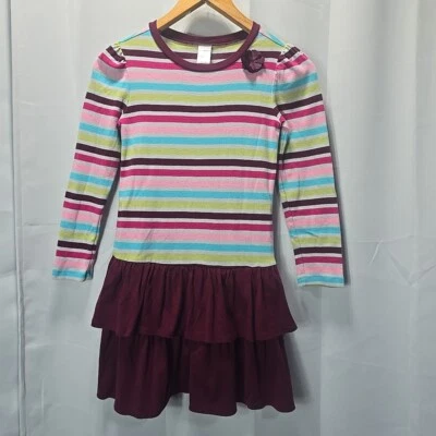 Vestido Pullover Gymboree Niñas 10 LS Niveles Rayas Sólido Floral Adornado Foto 1 de 4
