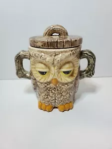 Vintage Sleepy Owl Sugar Bowl Lidded Double Sided - Picture 1 of 9