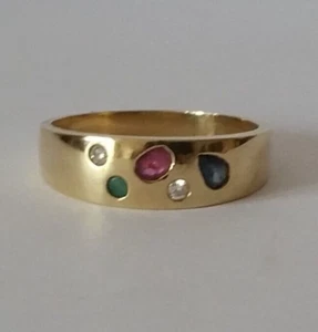 Brillant, Rubin, Smaragd, Saphir Ring Sternenhimmel 585/ 14k Gold wie neu Top - Bild 1 von 12