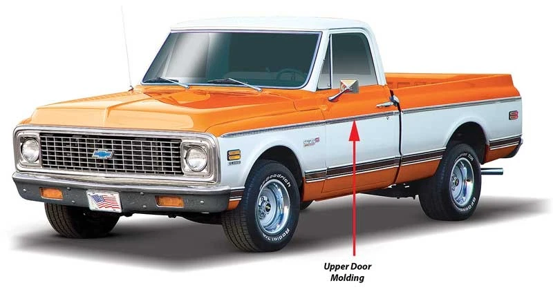 Chevrolet GMC Fleetside 1969-72 camioneta; moldura de puerta superior; moldura negra; Foto 1 de 1