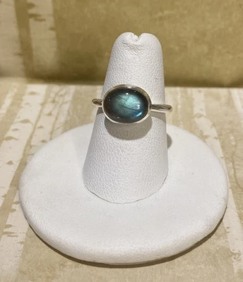 Catálogo Sundance Piedra Labradorita Ovalada Plata Esterlina con Anillo Labial Talla 6 Foto 1 de 4