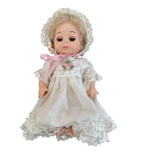 Vintage 1980 Playmates Hong Kong Doll Blonde Hair Floral Dress BonnetPreloved - Picture 1 of 9