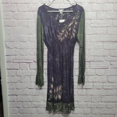 NUEVO Vestido Krista Lee Cuentas Talla XL Manga Larga Elástico Boho Festival de Hadas Foto 1 de 4