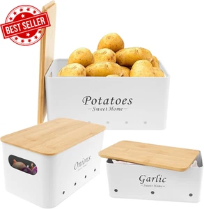3 Pcs Potato and Onion Garlic Storage Bin, Kitchen Vegetable Storage Containers, - Picture 1 of 12