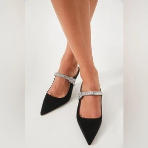 Biesen | Damen-Mae-Heels schwarz Satin Größe 9,5 formelle Veranstaltung Gala Hochzeit - Bild 1 von 13