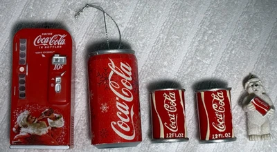 Variety of 5 - COCA-COLA CHRISTMAS ORNAMENTS - USED - Image 1 of 3
