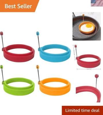 Versátiles anillos de silicona para huevos - moldes antiadherentes de 10 cm en rojo, azul, verde, naranja Foto 1 de 4