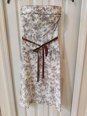 Vestido Teeze Me Juniors Sin Tirantes Floral Blanco Marrón Algodón Talla 3 Foto 1 de 4