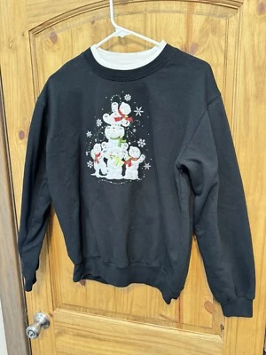 Sudadera para mujer Morning Sun Cottagecore Polar Bears Navidad negra talla M Foto 1 de 4