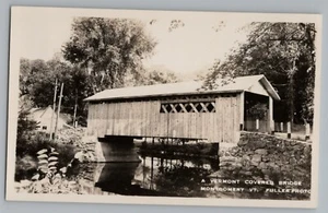 Montgomery Vermont VT ponte coperto vera foto cartolina RPPC anni '40 - Foto 1 di 2
