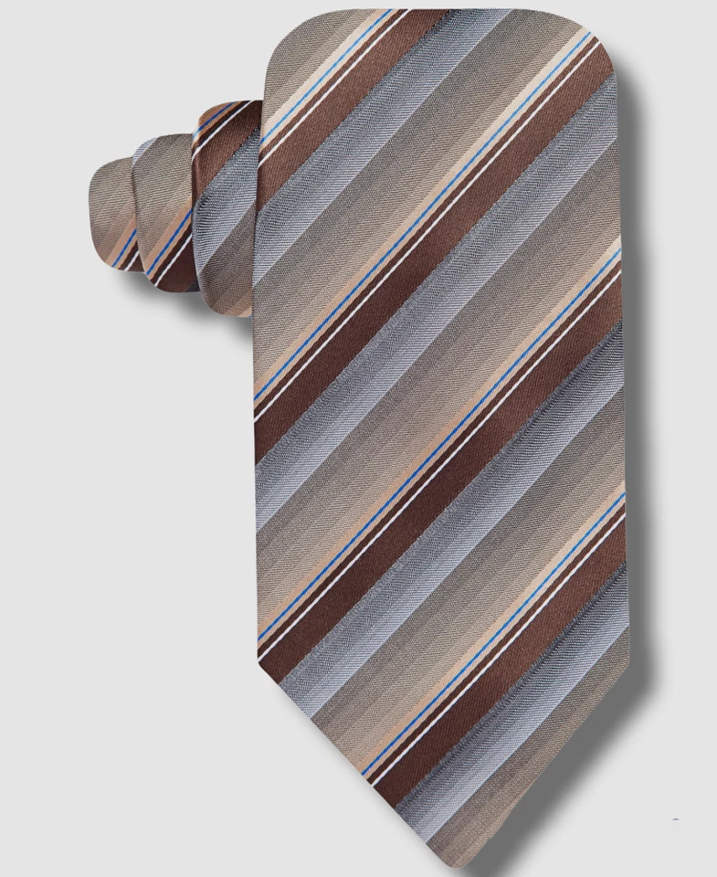 $70 John Ashford мужской коричневый синий Edi в полоску галстук размер 58 x 3,25 - Изображение 1 из 1