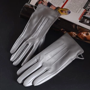 New Womens 100% Real Leather Sheepskin Winter Warm Blue Short Gloves Nine Colors - Picture 1 of 28