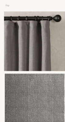 Restoration Hardware  Belgian Textured Linen Drapery 50" x 96" Rod Pocket Fog - Image 1 of 4