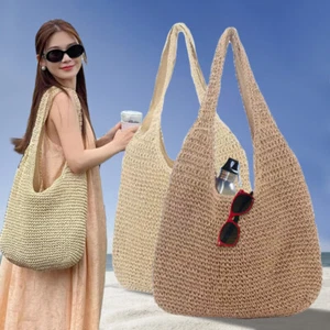 Womens Shoulder Bags Handbag Beach Bag Knitted Purses Woven Bag - Picture 1 of 15