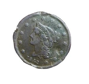 1842 Braided Hair Large Cent SMALL DATE . VF Details  - Picture 1 of 2
