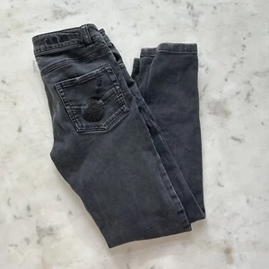 Zadig & Voltaire Girl's Faded Black Jeans Size 10 138 Embroidered Guitar Skull - Picture 1 of 12