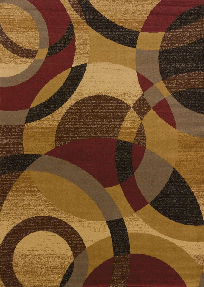 Gold 2x7 Hoops Contemporary Loops Circles Runner Rug: Actual Size 1' 11" x 7' 2" - Image 1 of 1