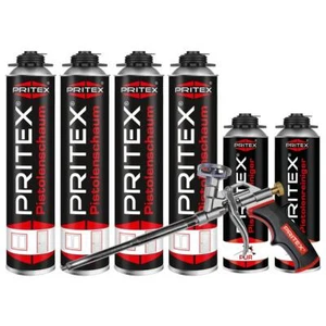 Bauschaum Set 4 x 750 ml Pistolenschaum + 2 Reiniger + Pistole PU Schaum - Bild 1 von 7