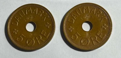 Denmark 1937 5 Ore 2 pcs. Nice BU (#1853) - Image 1 of 2