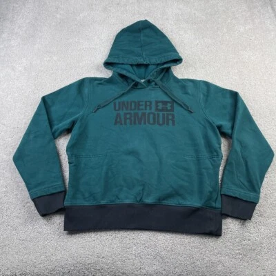 Under Armour Hoodie Womens Medium Green Logo Threadborne Pullover Sweatshirt - Image 1 of 4