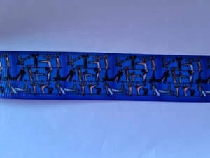 2 meters of blue greyhound dog print grosgrain ribbon 1" wide - Picture 1 of 1