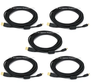 5pk 10ft USB 2.0A Male to Mini-B 5pin Male 28/24AWG Cable Ferrite Core Gold 5449 - Picture 1 of 1