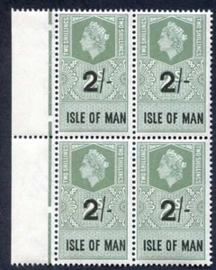 Isle of Man 1961 QEII 2/- on 2/- Revenue Stamp U/M Block of Four - Picture 1 of 1