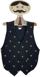 Cafe Vintage anni 80 Limonata Ice Burgers Soda Ricamato Steer Skull Gilet Nero Taglia 1 - Foto 1 di 9