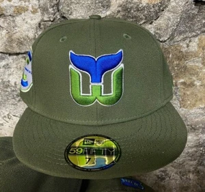 HARTFORD WHALERS New Era Exclusive Custom NHL Hat Civic Center patch RARE ARMY - Picture 1 of 8