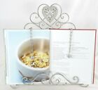 Grey Heart Cookery Book Holder Metal Recipe Cookbook Stand Rack Shabby Chic