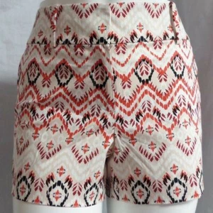 ANN TAYLOR MEHRFARBIGE GEO TRIBAL PRINT LÄSSIGE MODERNE CHINO SHORTS GRÖSSE: 10 NEU MIT ETIKETT - Bild 1 von 3