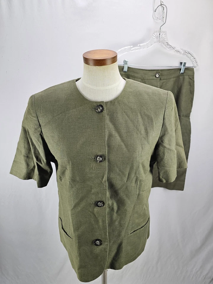 Женская зеленая льняная юбка-костюм Liz Claiborne 12 - Изображение 1 из 4