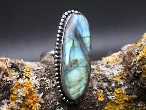 GOLDJUNGE69 GW oval RING *FARBIG* SILBER-RING (19,3) HANDMADE,UNIKAT - Bild 1 von 5