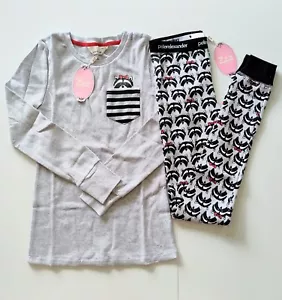 PETER ALEXANDER Women's Grey Long Sleeve PJs Pyjamas Leggings Set BNWT Racoon XS - Picture 1 of 13