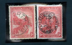 TASMANIA 87 SG230 1d, Carmine F-VF PM Hobarth Launcel 1901 Australia Lot 2 - Picture 1 of 2
