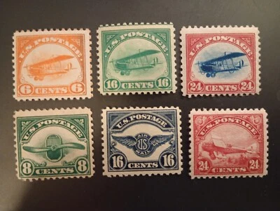 1918-23 Sc# C1-C6 1stAirmail Set Complete Jenny DeHavilland MNH VF/XF (c) - Image 1 of 2