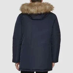 $350 Calvin Klein Men's Blue Fau-Fur Hooded Insulated Zip-Up Coat Jacket Size xl - Picture 1 of 8