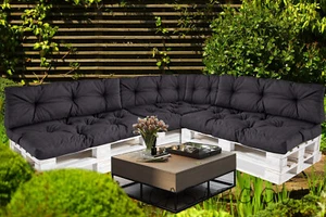 Set Cuscini Euro Pallet Giardino Esterno/Interno Divano Giardino Schienale GRIGIO SCURO - Foto 1 di 14