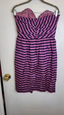 Corey Lynn Calter Dress Small Anthropologie Purple Striped Dress Silk Cotton  - Image 1 of 4