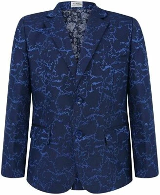 Boys Blazer Kid Suit Jacket Lightning Print Smart Casual Formal Party 0-15 Years - Image 1 of 2