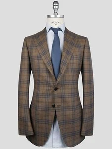NEW CESARE ATTOLINI BROWN BLUE WOOL SILK BLAZER US 46 - EU 56 CA30 - Picture 1 of 6