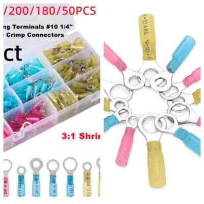300/50 22-10AWG Auto Ring Marine Heat Shrink Connector Crimp Wire Terminal Kit - Image 1 of 4