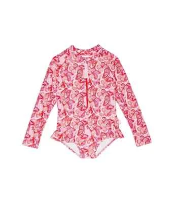 Seafolly L72609 Kids Pink Poolside Fluted Long Sleeve One-Piece Swimsuit Size 4 - Image 1 of 2